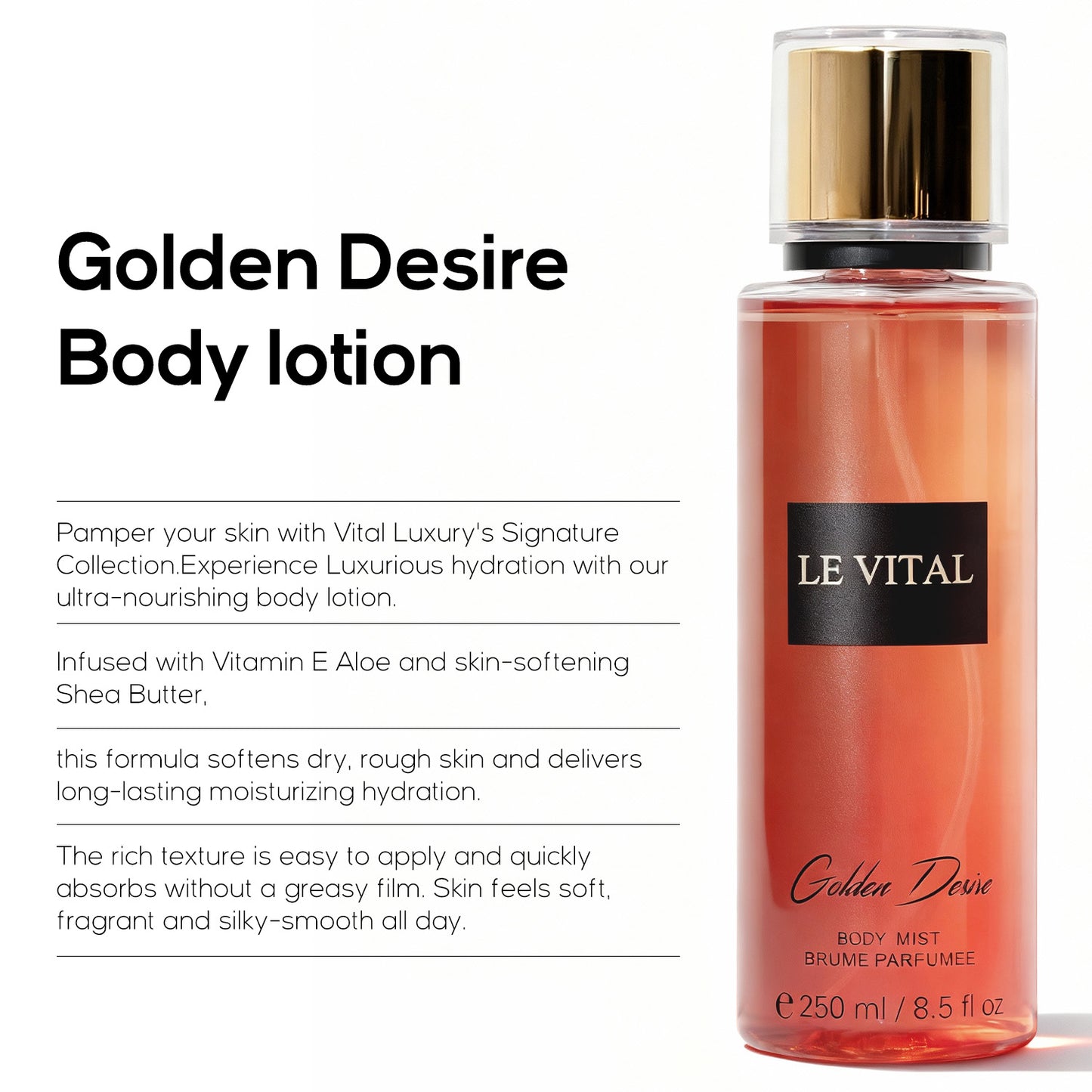 Hydrating Fragrance Body Mist Spray - 250ml Long-Lasting Scented Body Splash
