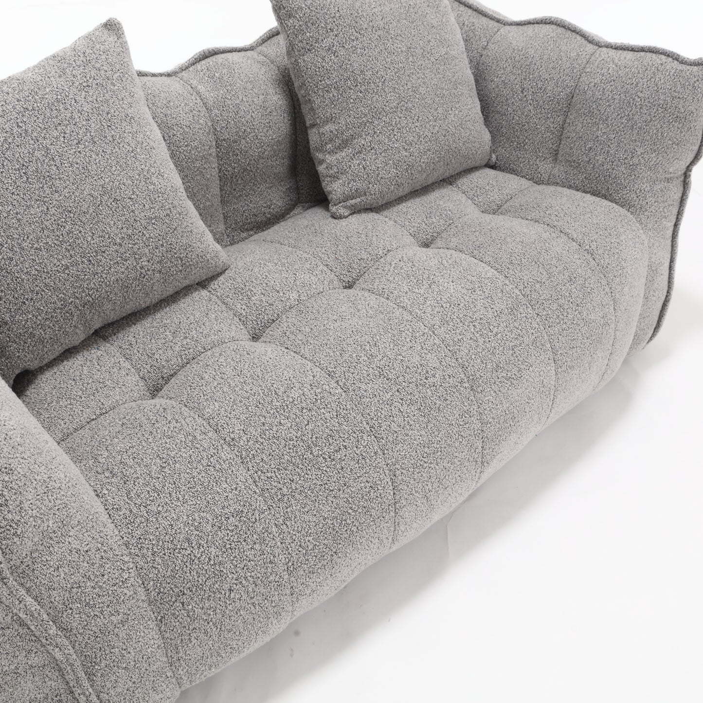 Soft Grey Beanbag Chair for Two - High Resilience Foam