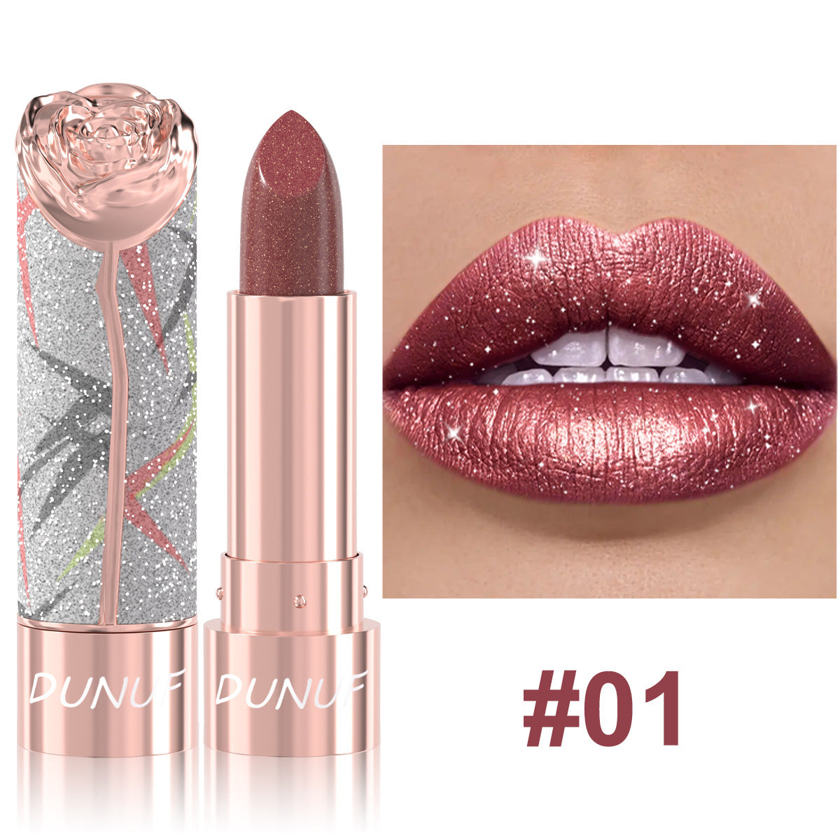 Pearlescent Metallic Lipstick with Gold Shimmer - 6 Colors, Starry Sky Series