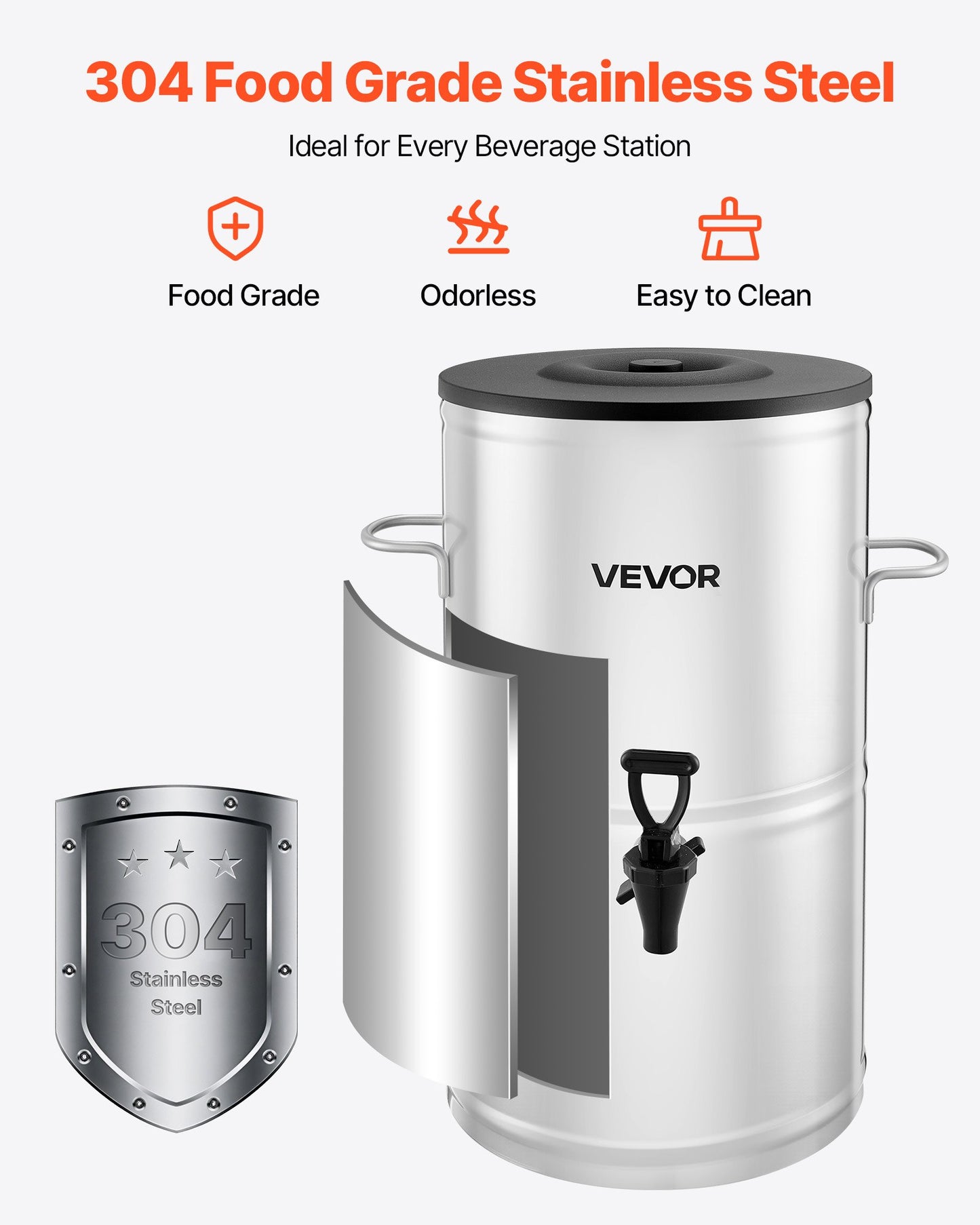 4 Gallon Iced Tea Dispenser - Stainless Steel Beverage Server