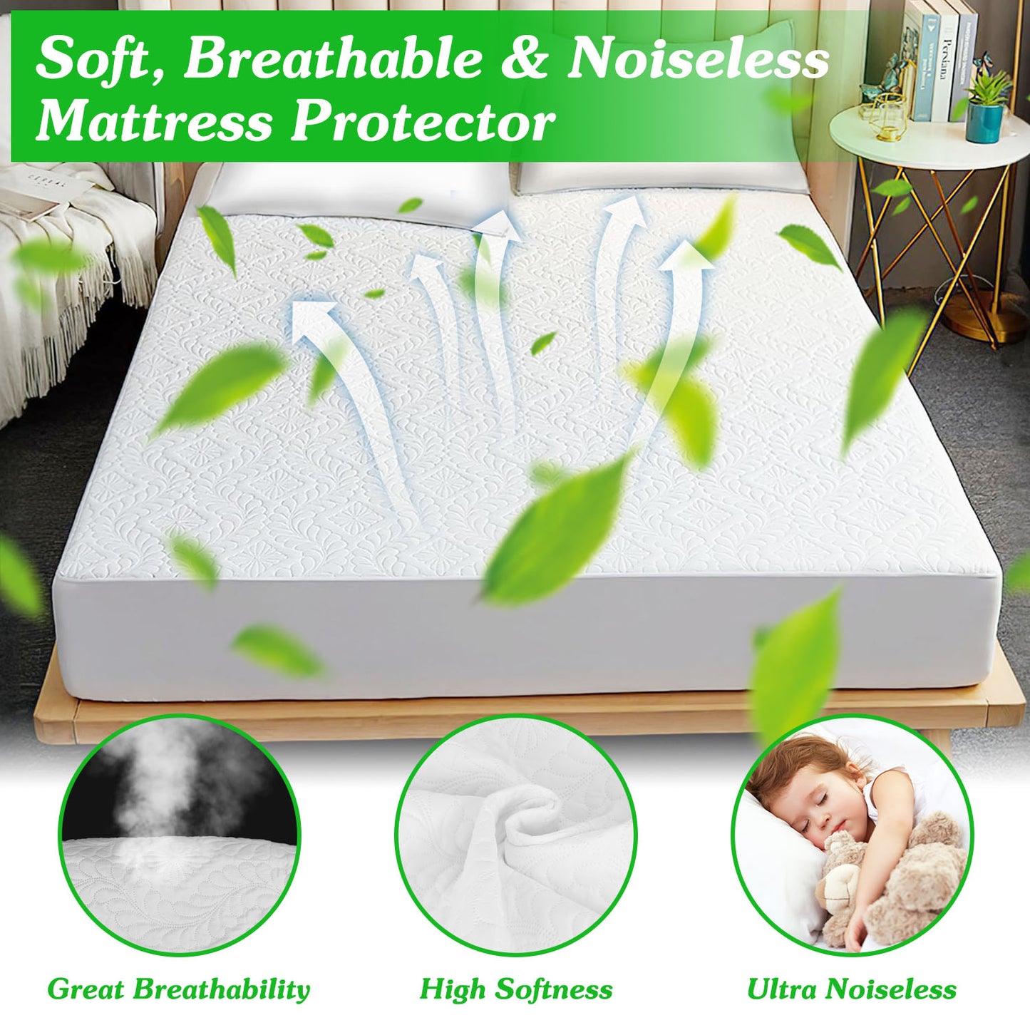 Full Size Waterproof Mattress Protector - Soft Cotton, Deep Pocket