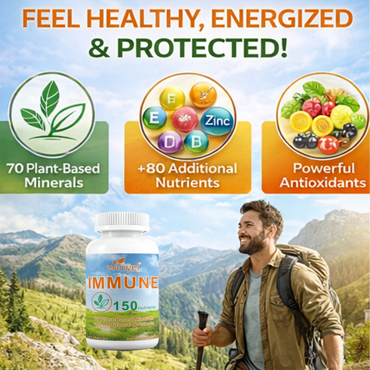 Immune Support Multivitamin Capsules - 150 Count Daily Supplement
