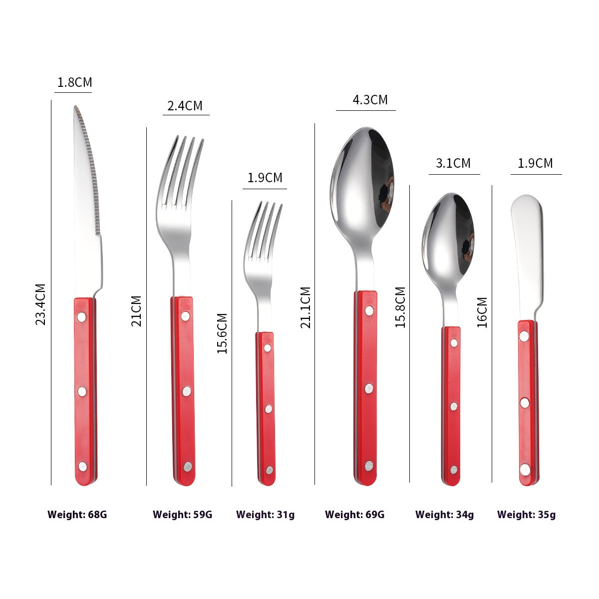 Stainless Steel Cutlery Set 4 Pieces Fork Knife Spoon Flatware Dinnerware