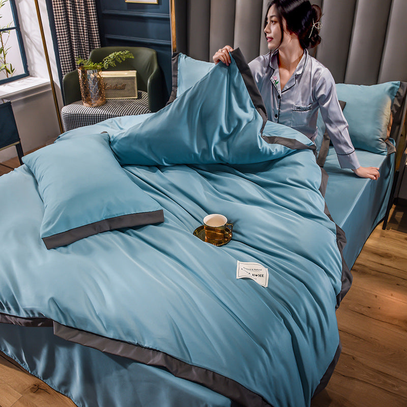 Home Washed Silk Bedding Set Four Piece Quilt Cover Bed Sheets Pillowcases