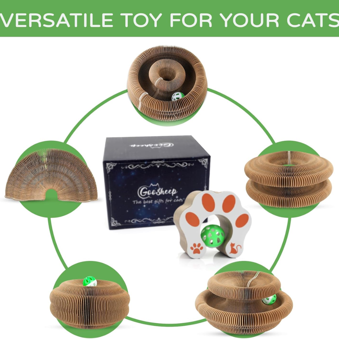 Interactive Cat Scratcher Toy for Indoor Cats - Brown