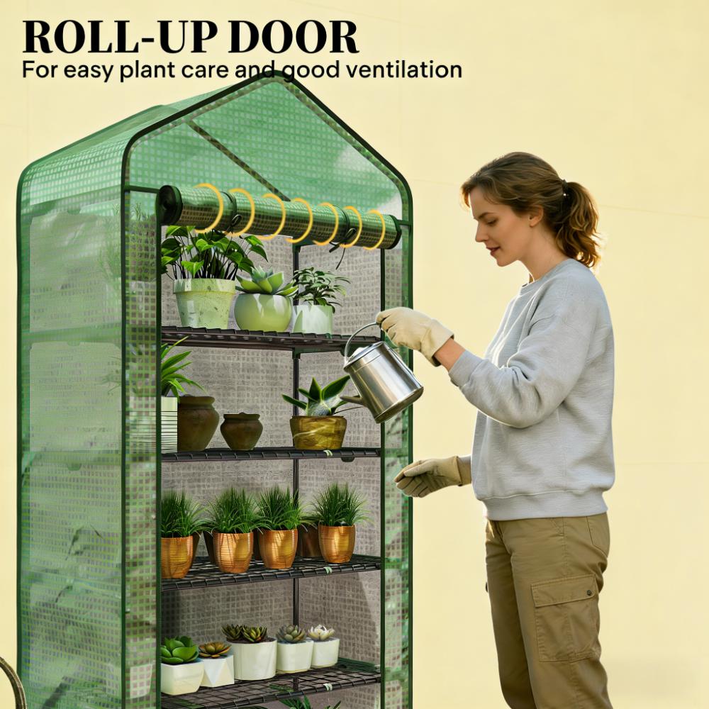 Mini Portable Greenhouse with 5 Shelves - Green