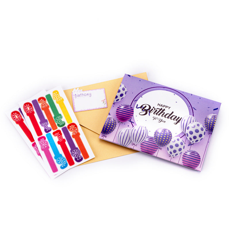 3D Cake Greeting Card with Music Blowing - 15x20cm Chinese Ink Style