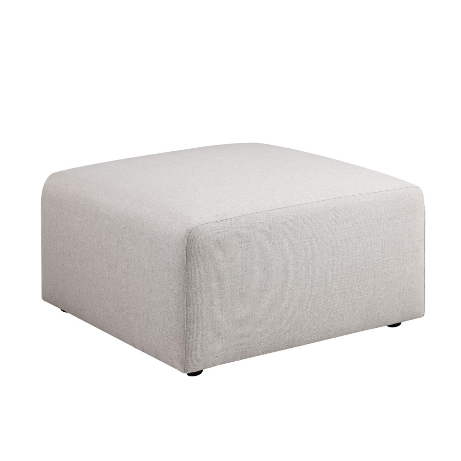 Beige Ottoman Storage Box - Chenille Upholstery