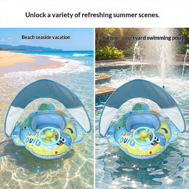 Inflatable Detachable Sunshade Swimming Ring for Kids - Pool & Water Fun