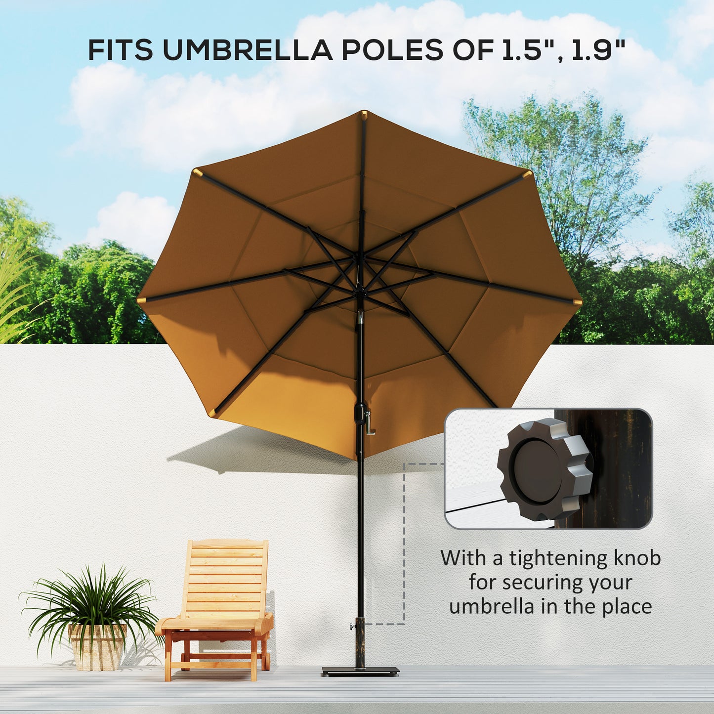 Heavy Duty Patio Umbrella Base - 29 lbs Metal Stand for 1.5" & 1.9" Poles - Bronze