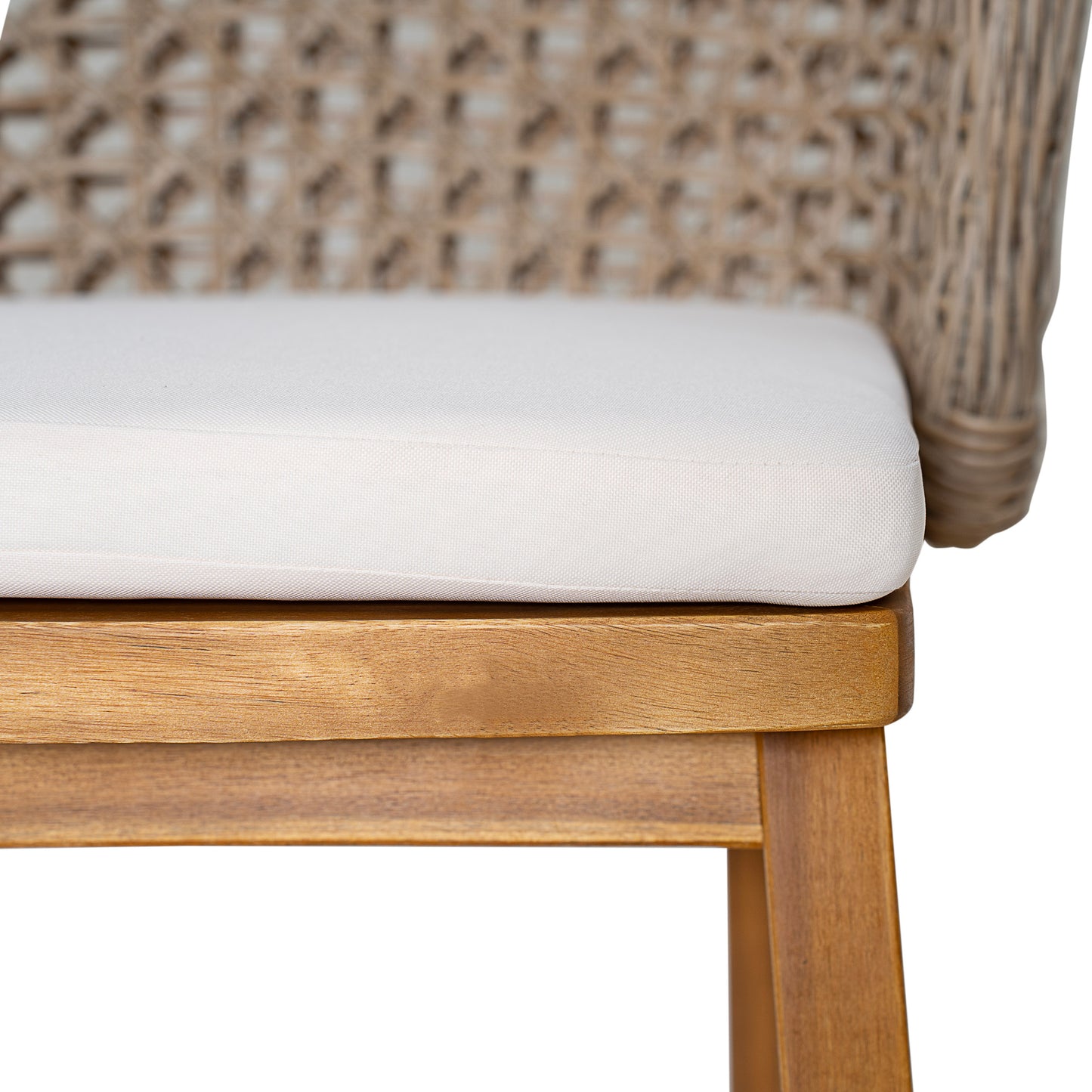 Outdoor Acacia Wood Bar Stools Set of 4 with Cushions & Wicker Back