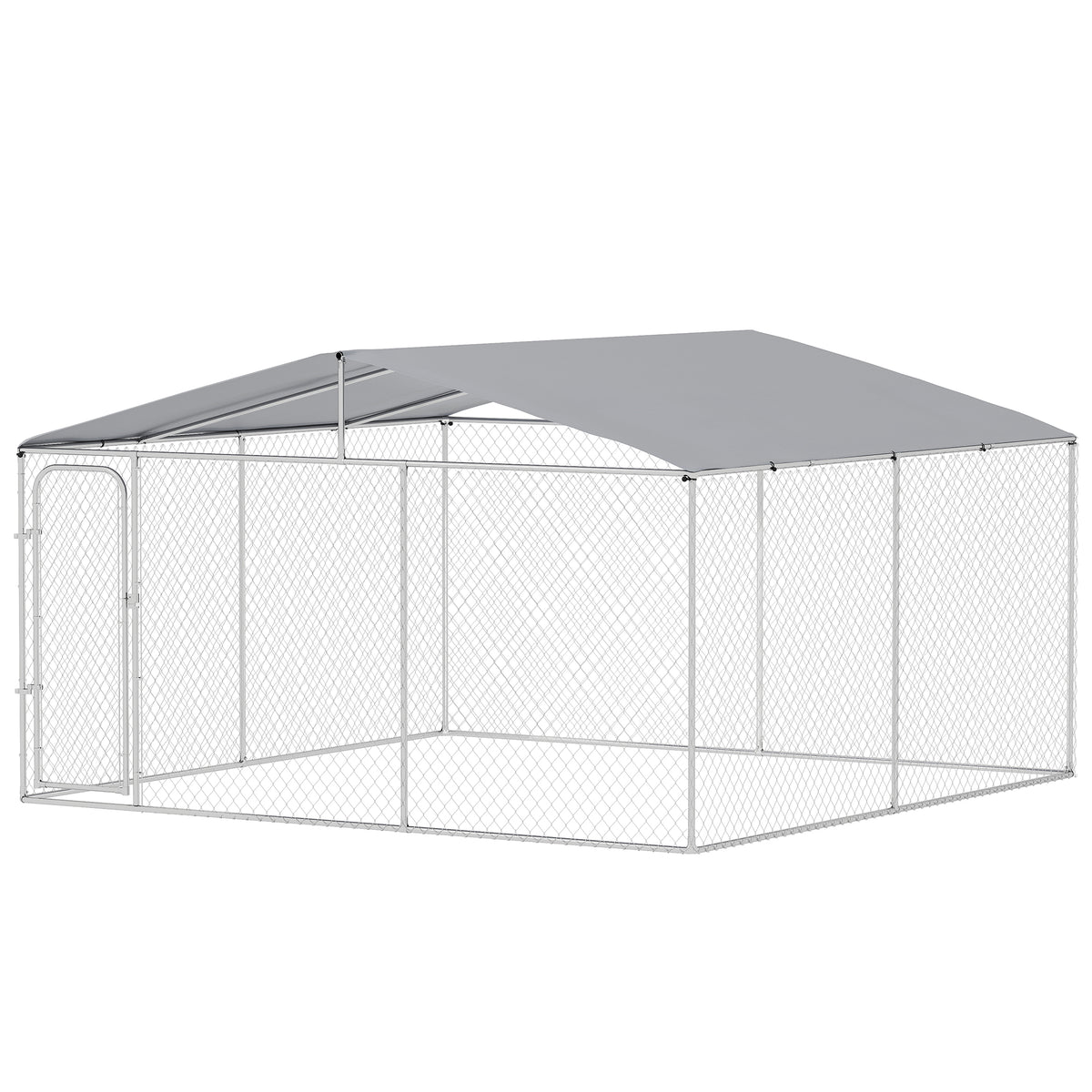 Outdoor Dog Kennel with Canopy - Large Metal Pet Run 13x13 ft, Weatherproof & Secure