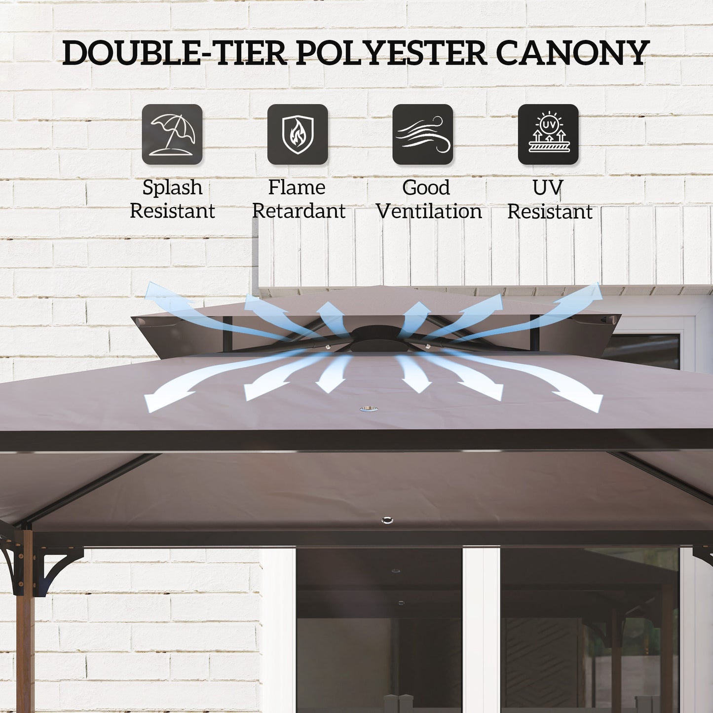 8x5 Double Tiered Grill Gazebo with Side Shelves & Hooks