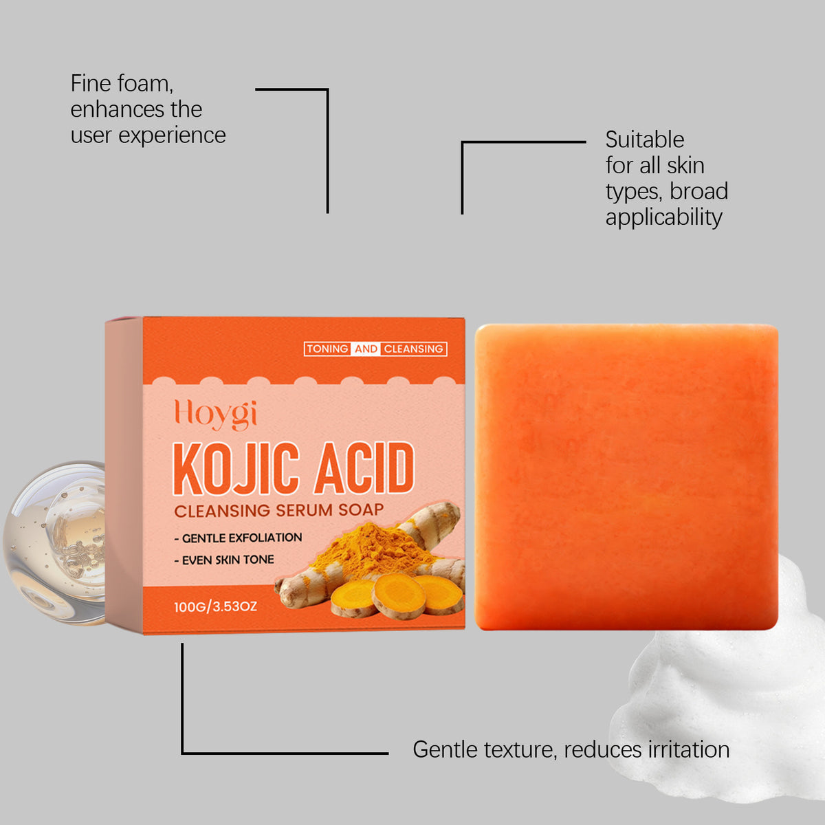 Kojic Acid Facial Cleansing Soap 100g - Brightening Skin Care Bar