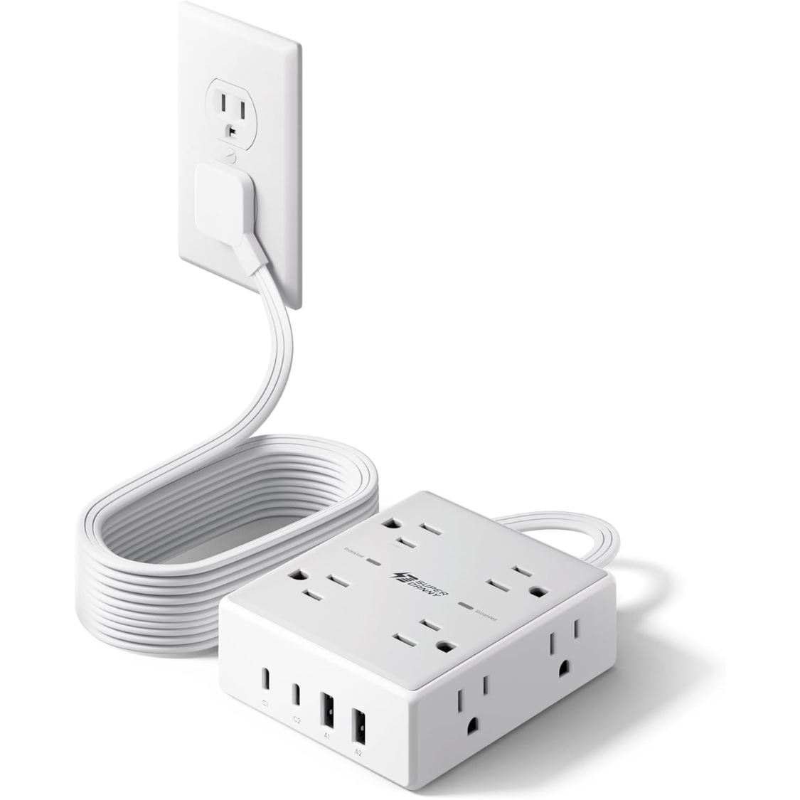 10Ft Surge Protector Power Strip with 8 Outlets & 4 USB Ports