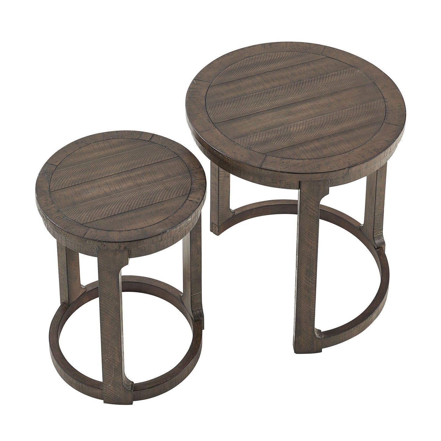 24-Inch 2-Piece Curved Round Coffee Table Set - Dark Brown