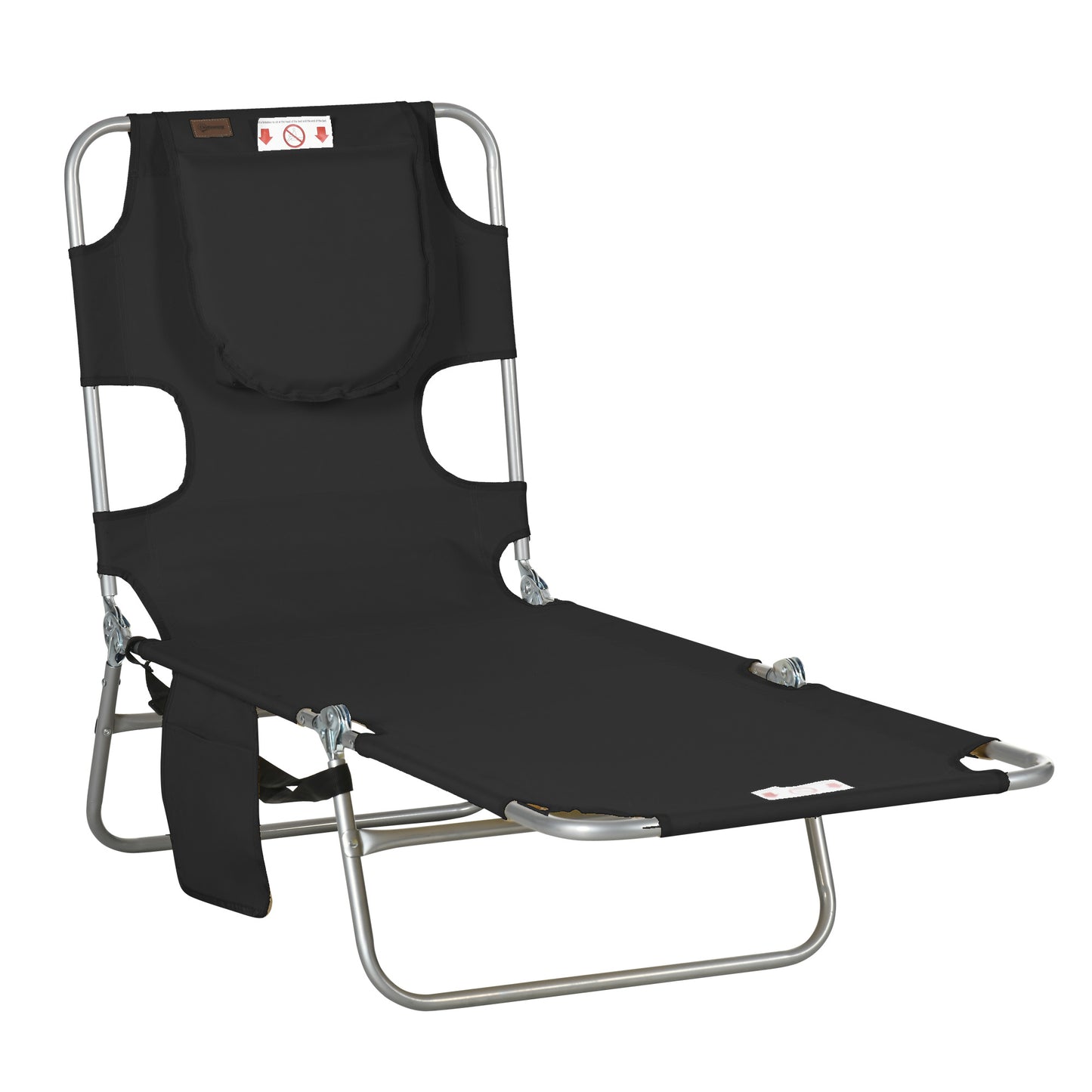 Adjustable Tanning Chair with Face Hole - Black
