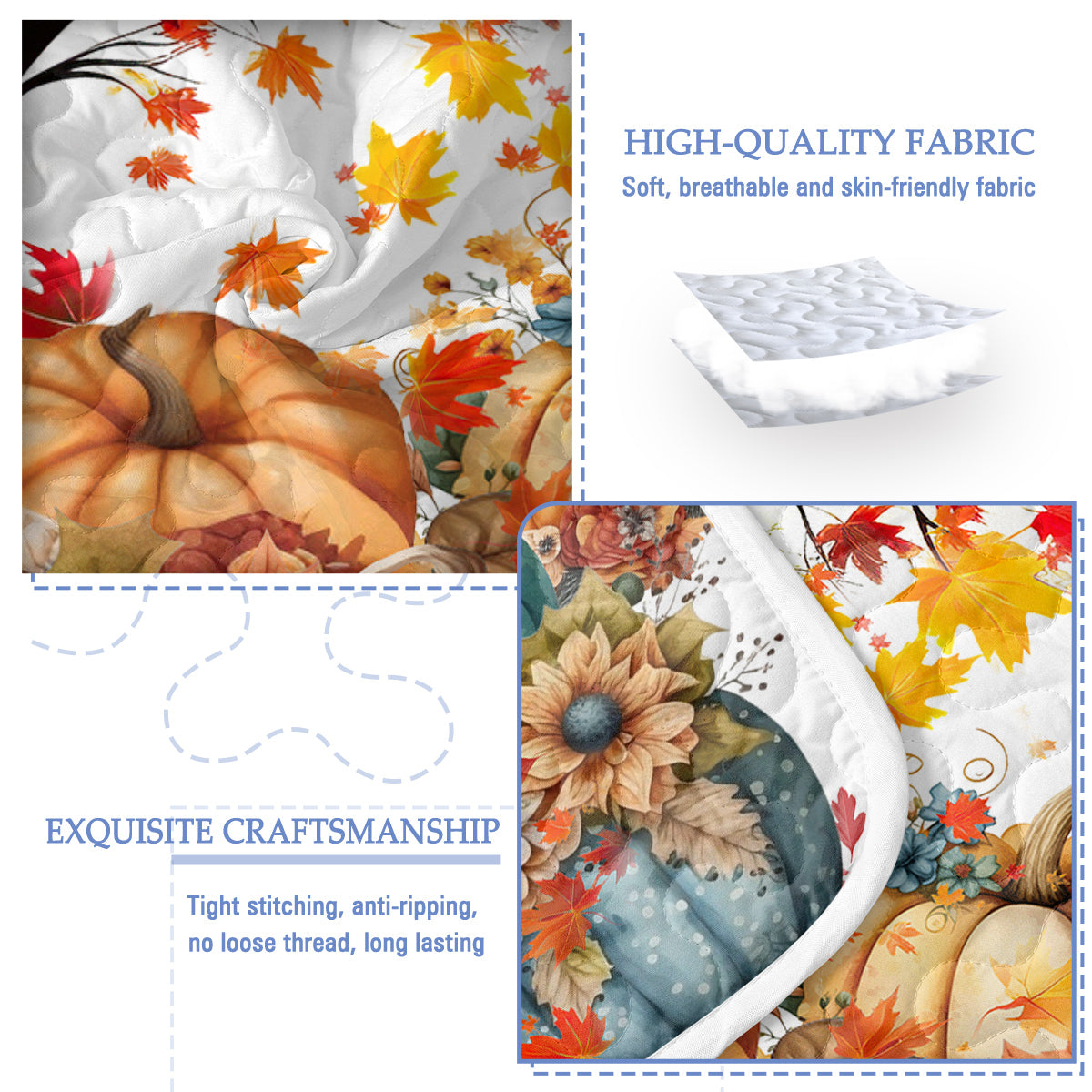Colorful Pumpkin Pattern Quilt Set with Pillowcases - All Seasons