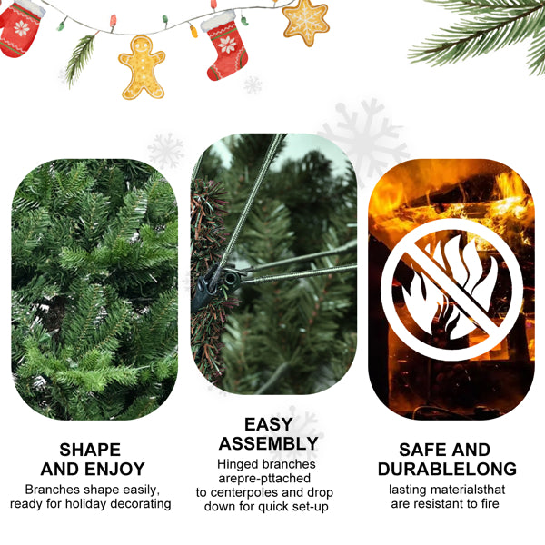 4ft Artificial Green Christmas Tree - Hinged & Foldable