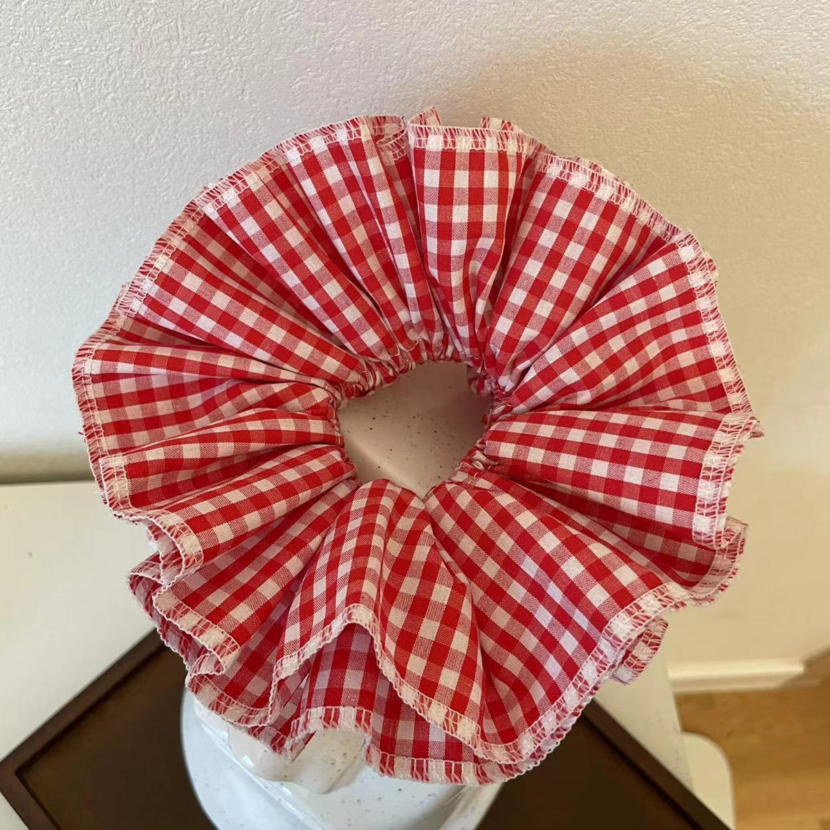 Plaid Lace Hair Ring Handmade Hair Accessory
