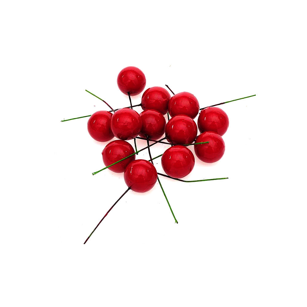 Holiday Cherry Ornament Set - Hanging Christmas Decorations for Tree, Gift, Wall