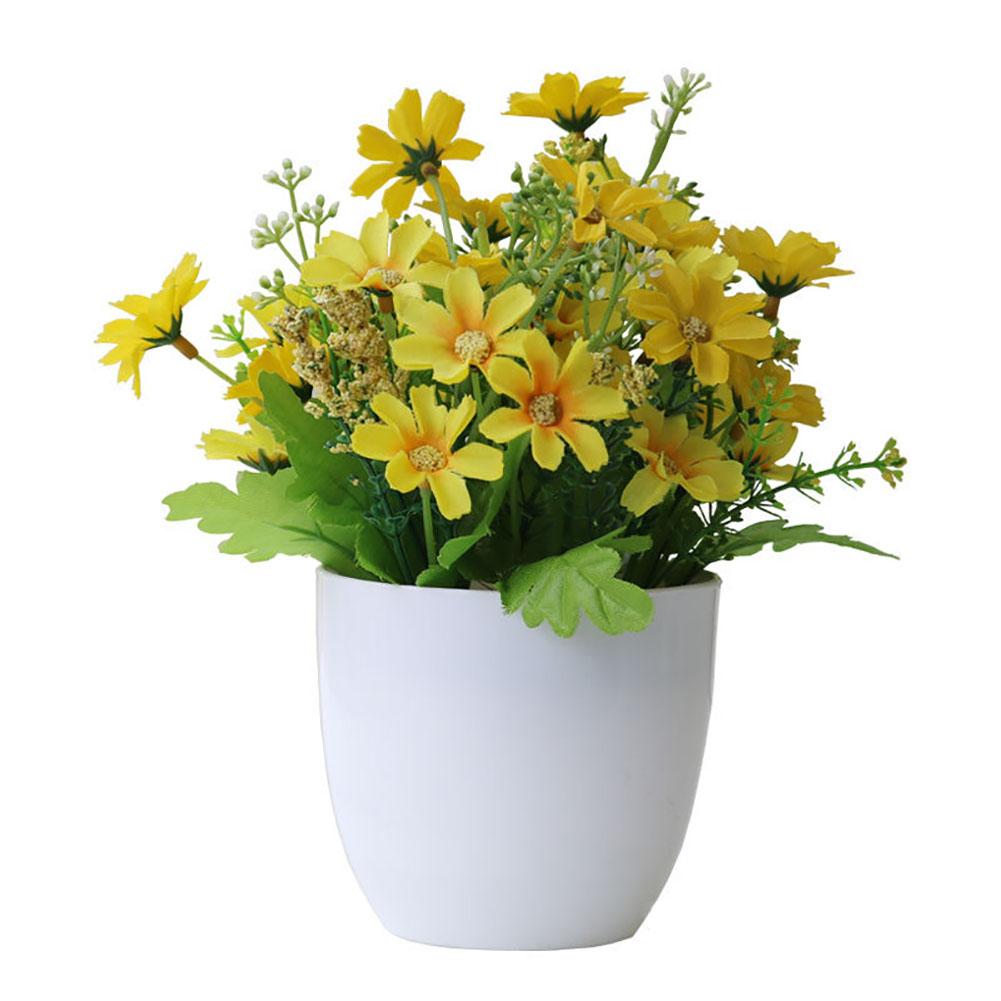 Resin Flower Pot with Simulation Flowers Home Decor Crafts Set