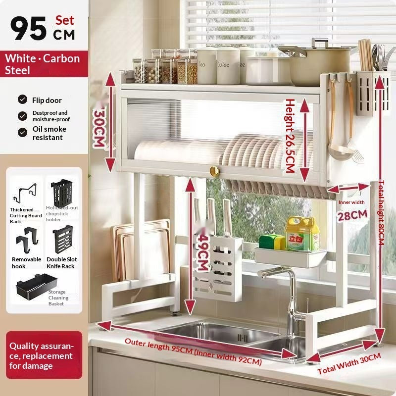Kitchen Countertop Cabinet Shelf - Modern Steel Storage Organizer