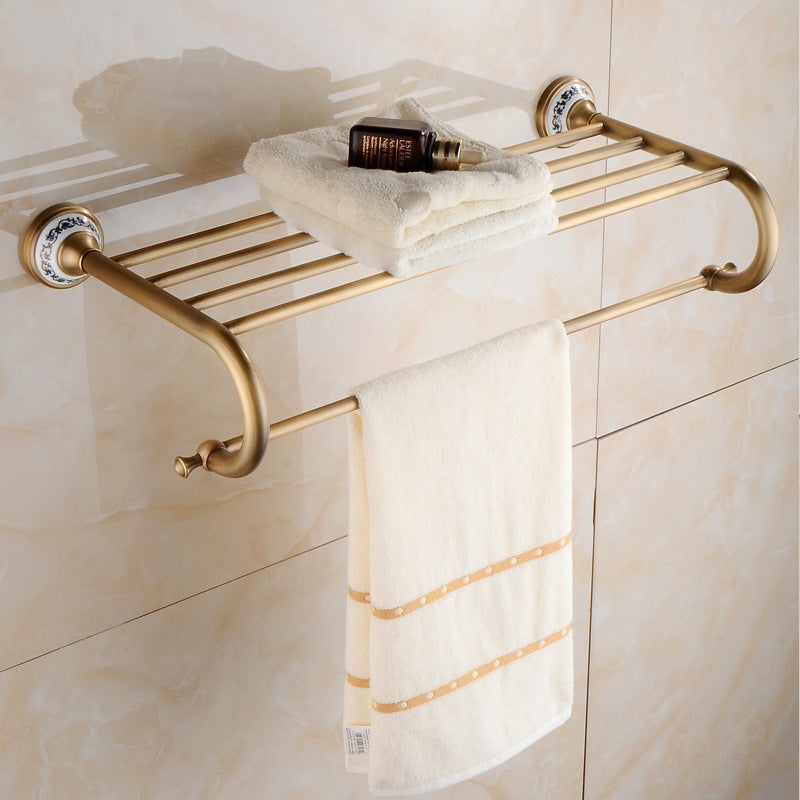 Copper Wall-Mounted Bathroom Shelves with Carved Design - Multiple Sizes