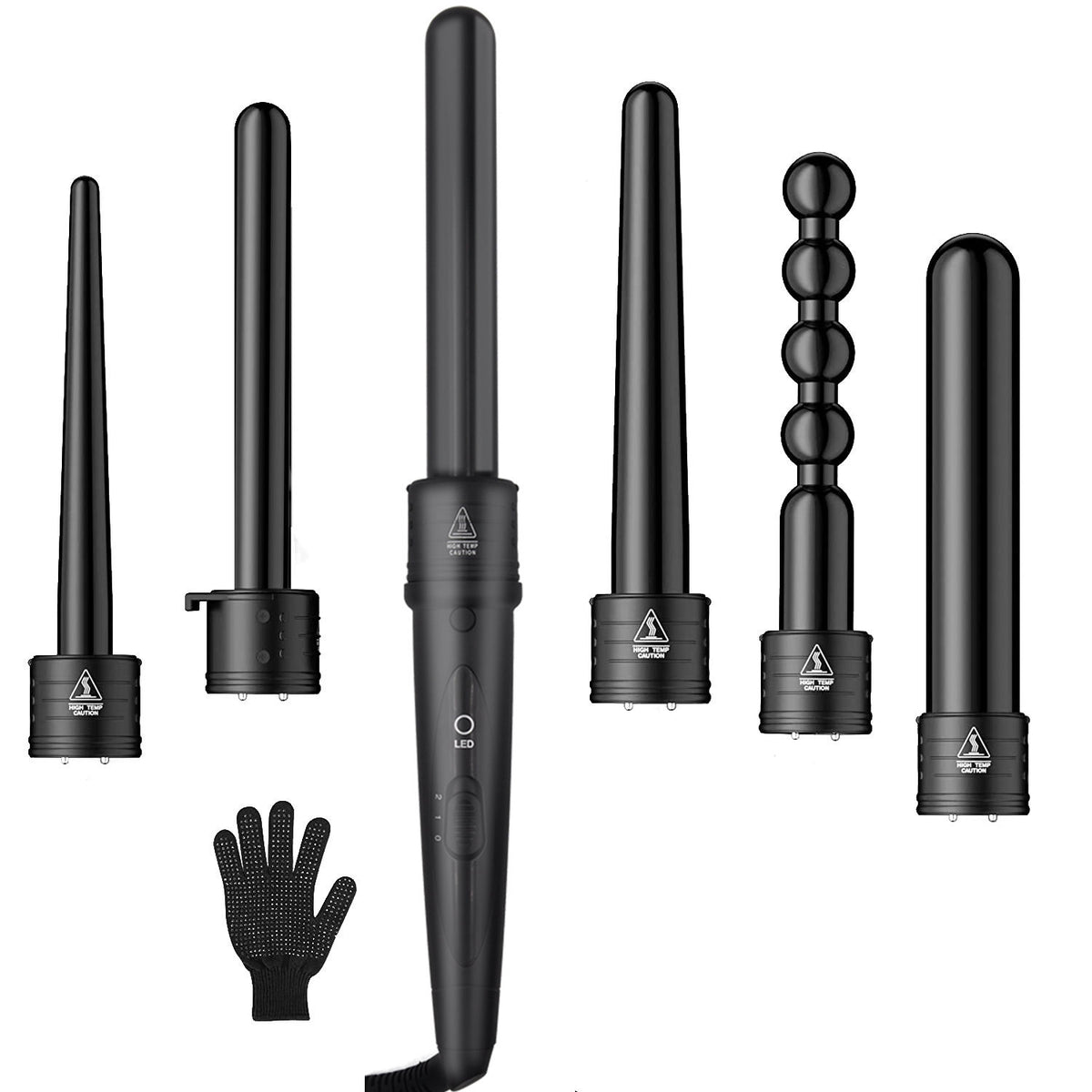 Multifunctional 6-in-1 Ceramic Hair Curler Set with Interchangeable Barrels