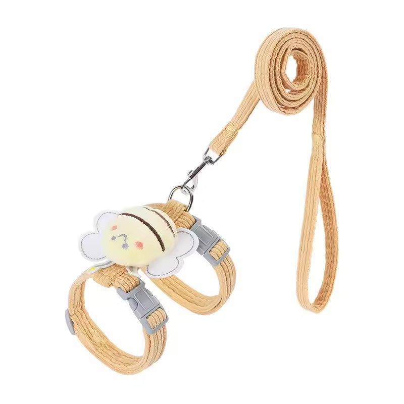 Adjustable Cat and Small Dog Harness Vest with Wing Decoration - Strap Set