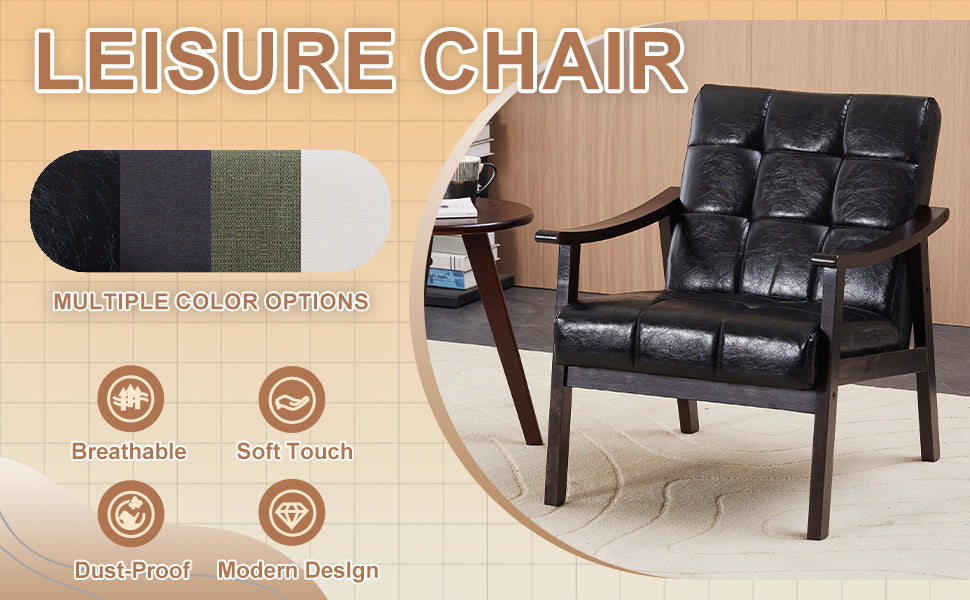 Modern High Back Armchair - Antique Black PU Leather