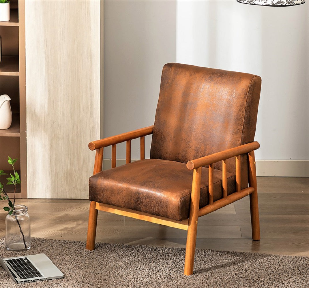 25 Wide Classic Mid-Century Modern Arm Chair, Light Brown