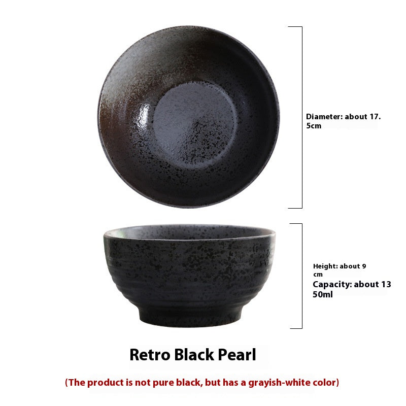 High Foot Ceramic Noodle Bowl Set - Creative 7-Inch Tableware with Color Variations