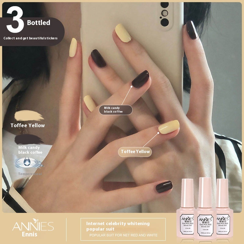 Three-Color Gel Nail Polish Set for Manicure - Nude, Purple, Orange
