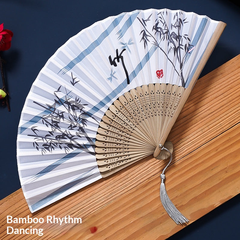 Chinese Style Portable Folding Fan - Bamboo Handheld Fan for Home & Garden