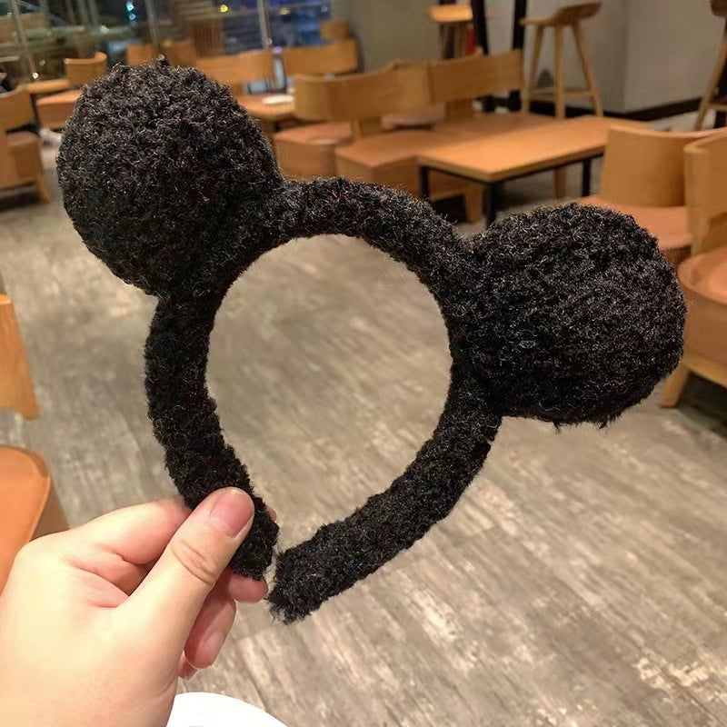 Cute Plush Bear Ears Headband - Dark Brown