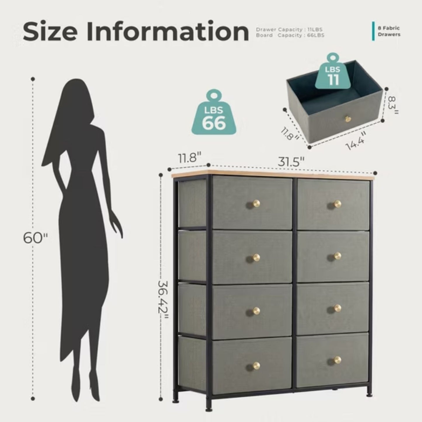 Fabric Dresser - Versatile Chest of Drawers for Bedroom & Entryway
