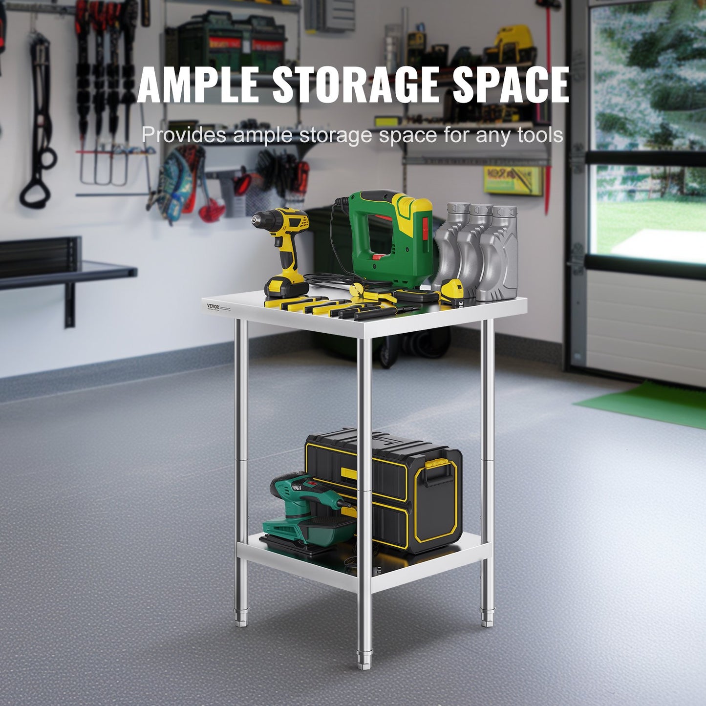 Stainless Steel Prep Table - 24x24x34 Inch Heavy Duty Workstation