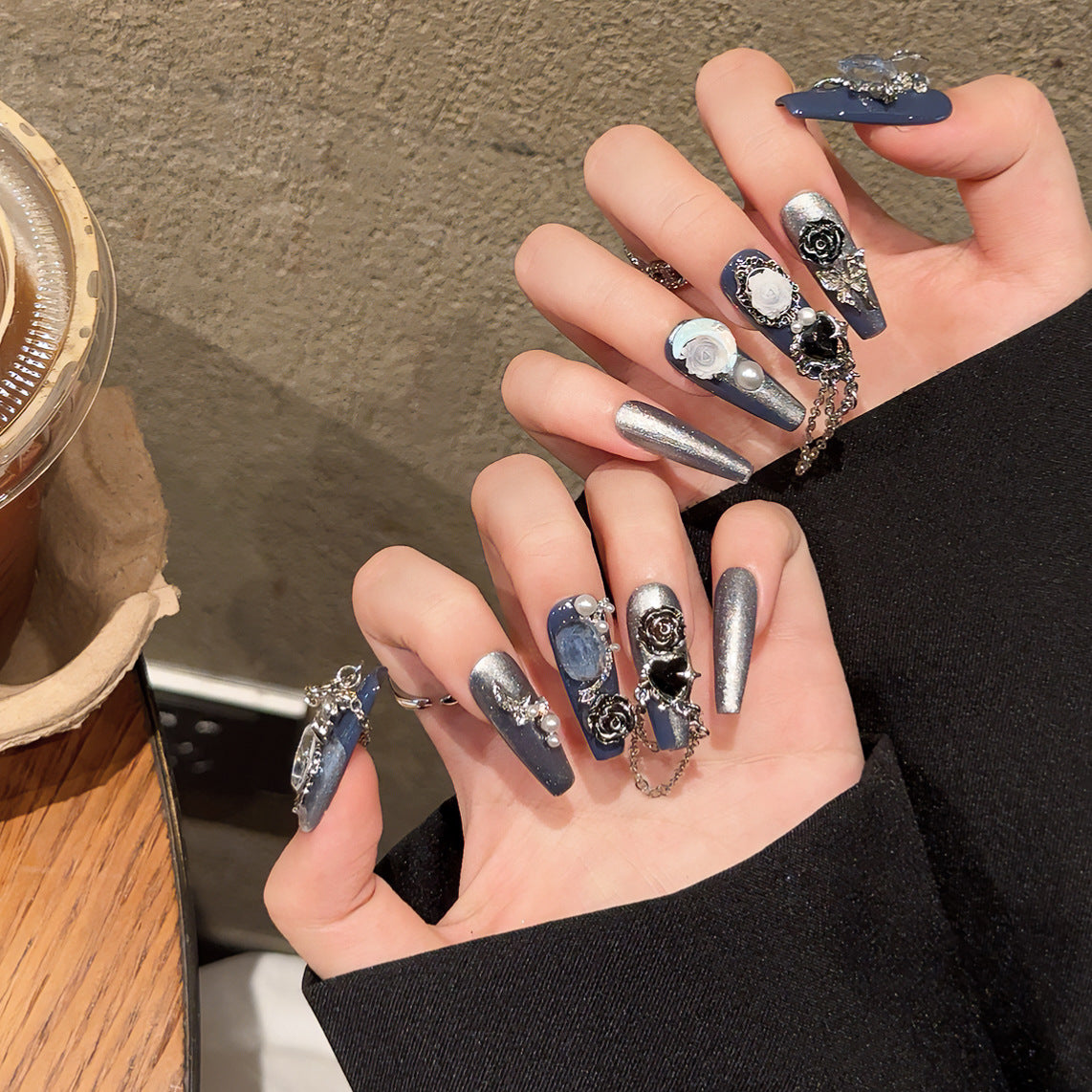 French Style Press-On Nails - Long Almond Wearable Fake Nail Set