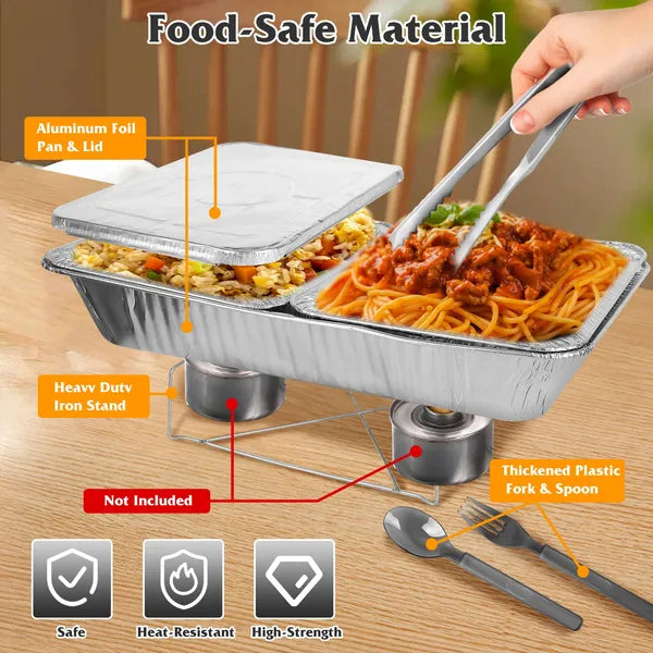 42-Piece Disposable Chafing Dish Set with Utensils & Lids