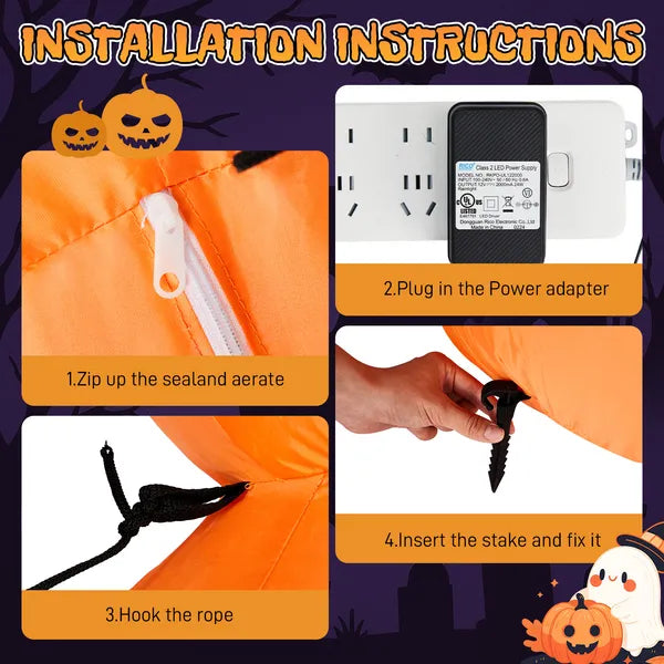 9FT Inflatable Stacked Pumpkin Decoration with LED Lights