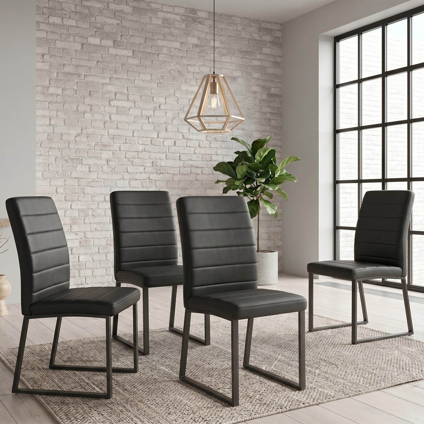 4-Pack - Premium PU Office Dining Chairs With High-density Foam,