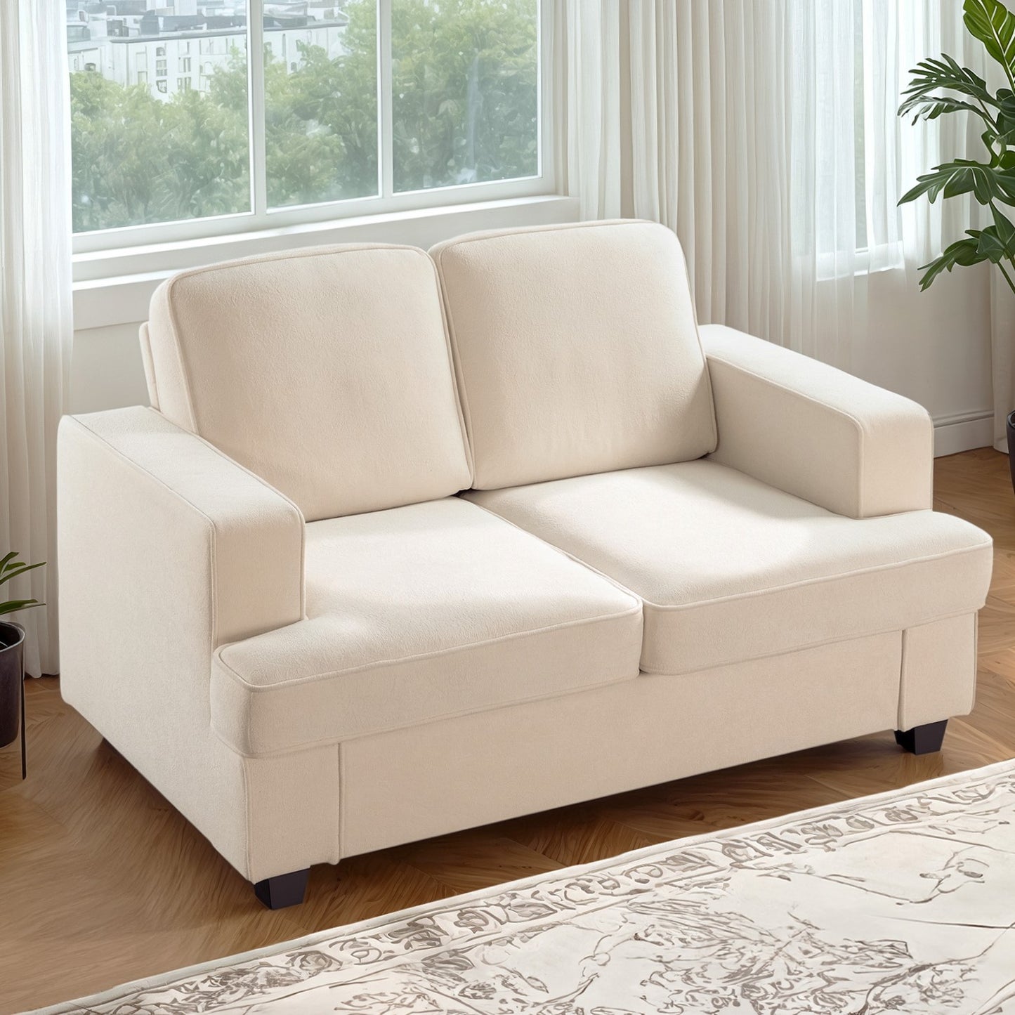 Modern Velvet Loveseat, Comfortable 2 Seater Couch With Deep Seating