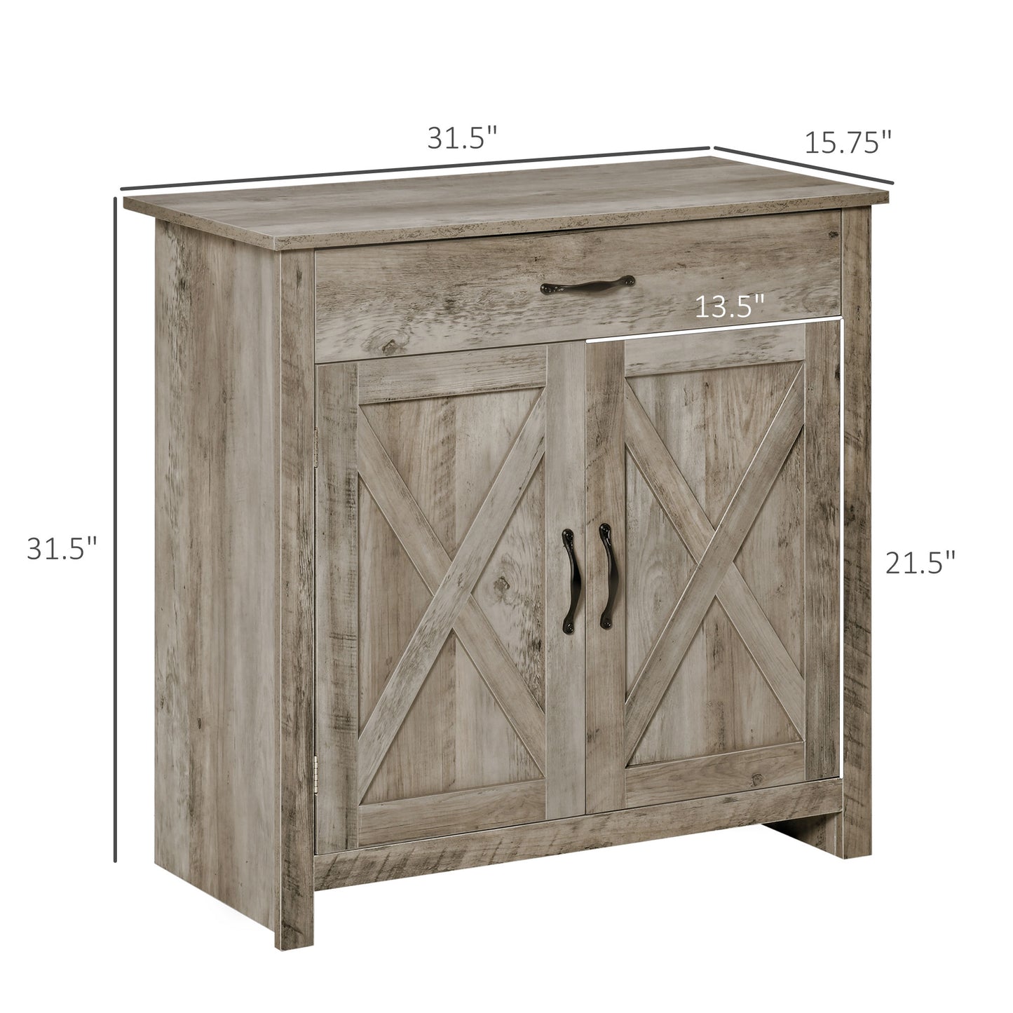 Farmhouse Buffet Cabinet with Barn Doors and Storage - Gray