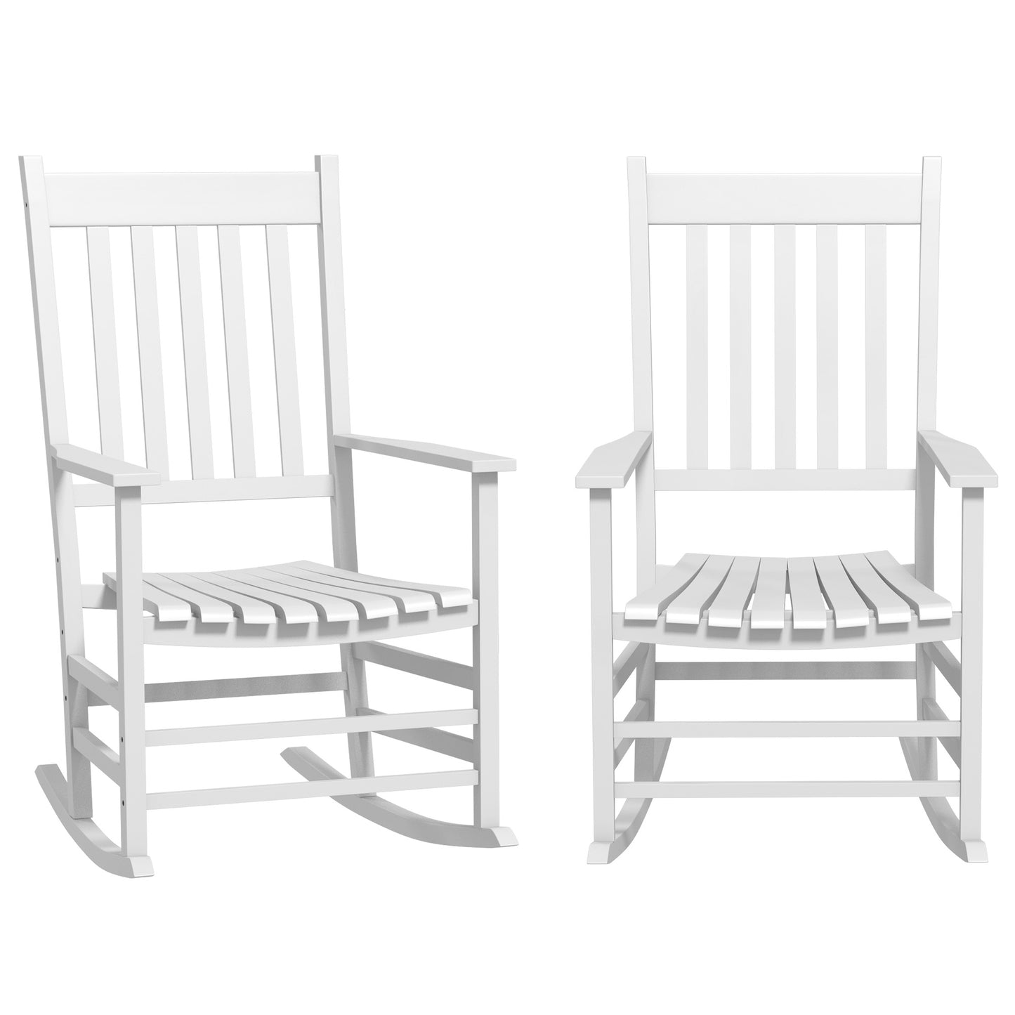 Wooden Rocking Chair Set - Outdoor Rockers with Curved Armrests