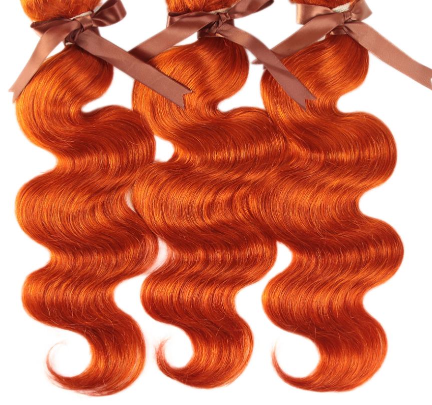 Human Hair Curtain Block Orange Europe & America - Natural Hair Wig