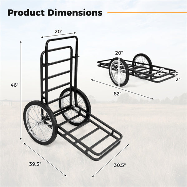Heavy-Duty 2-Level Adjustable Game Cart with Double-Layer Structure, 550 Lbs Capacity, 20-inch Rubber Wheels