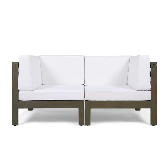Acacia Wood X-Back Loveseat - White Outdoor Seating
