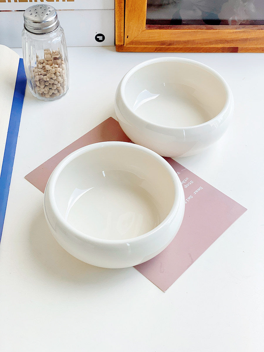 Korean-Style Ceramic Rice Bowl Set - Small Round Dining Bowls for Kitchen