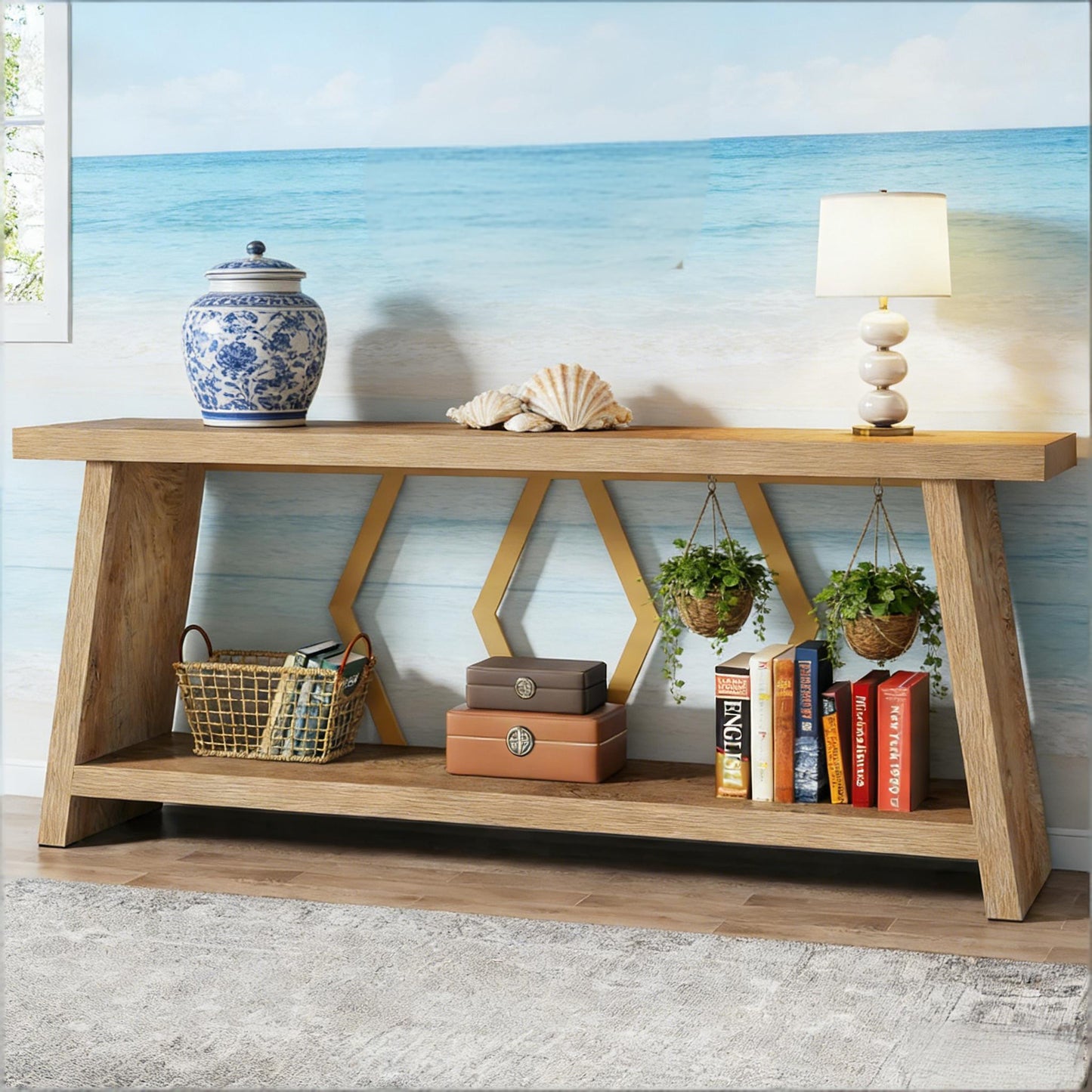 Sofa Console Table - 70.86 Inch Storage Entryway Table